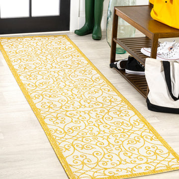 Madrid Vintage Filigree Textured Weave Indoor/outdoor Runner Rug